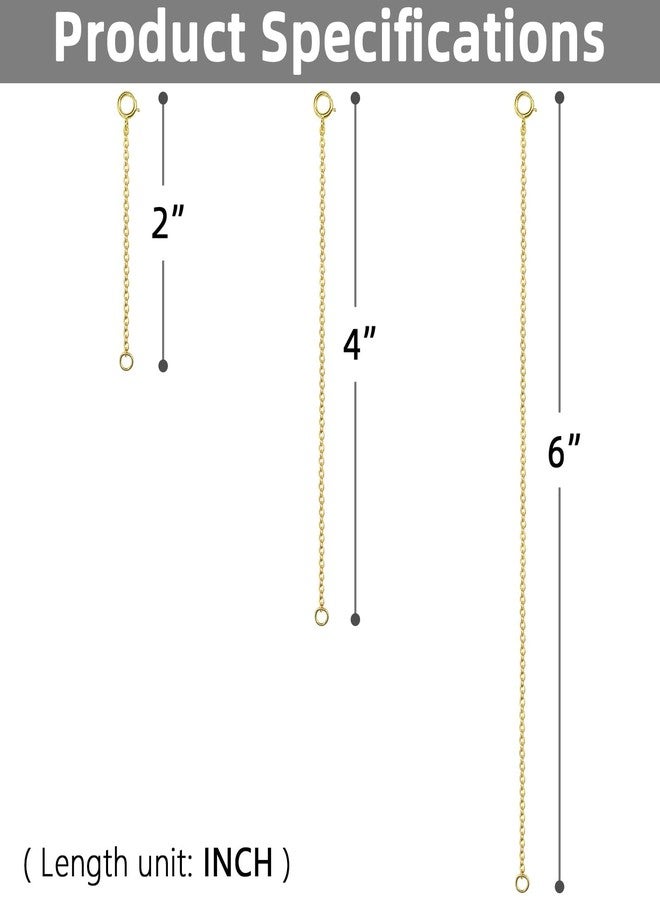 VANBARIS 925 Sterling Silver Necklace Extenders Gold Necklace Extender Chain Bracelet Anklet Jewelry Extension for Women, 3 Piece Set (2, 4, 6 Inches) - Image 3